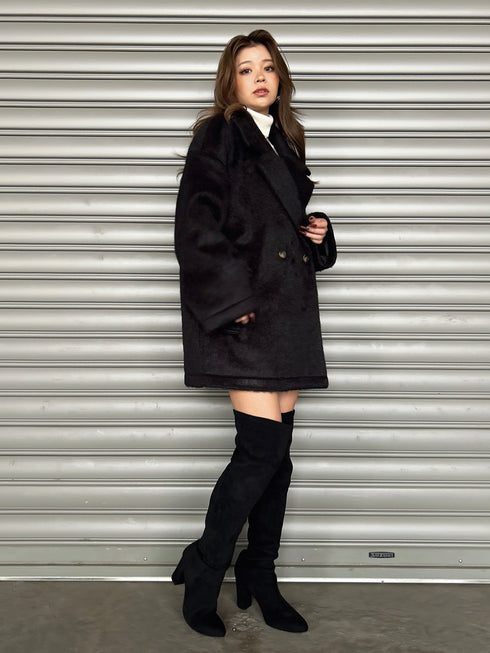 シャギーダブルミドル丈コート